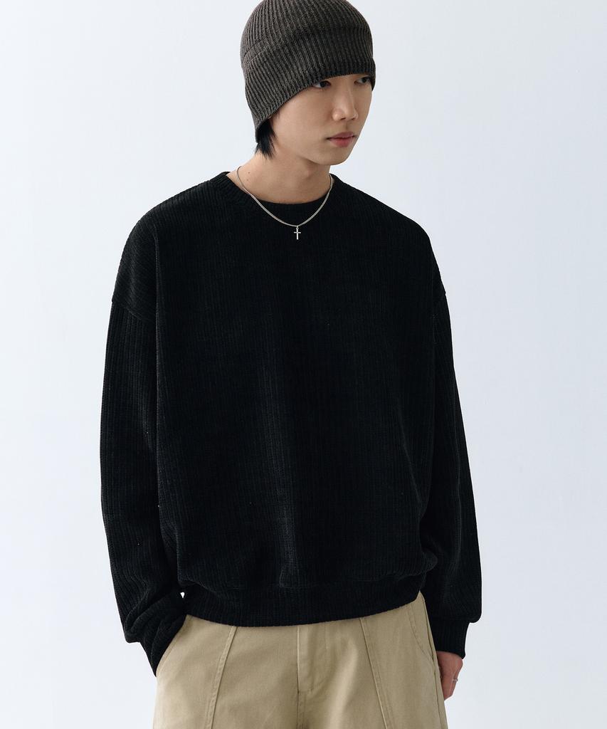 LXT Soft Velour Corduroy Sweatshirt [Black]