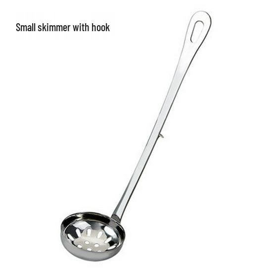 

Stainless Steel Long-Handled Hot Pot Ladle with Hook, Wall-Mounted Soup and Porridge Strainer Spoon