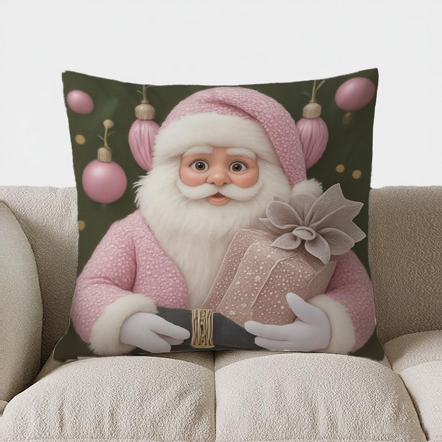 Home Decor Pink Gnomes Cozy Winter Decor Pillow Cover Pattern Cushion Cover Suitable For Sofa Bedroom Car Pillow Cover