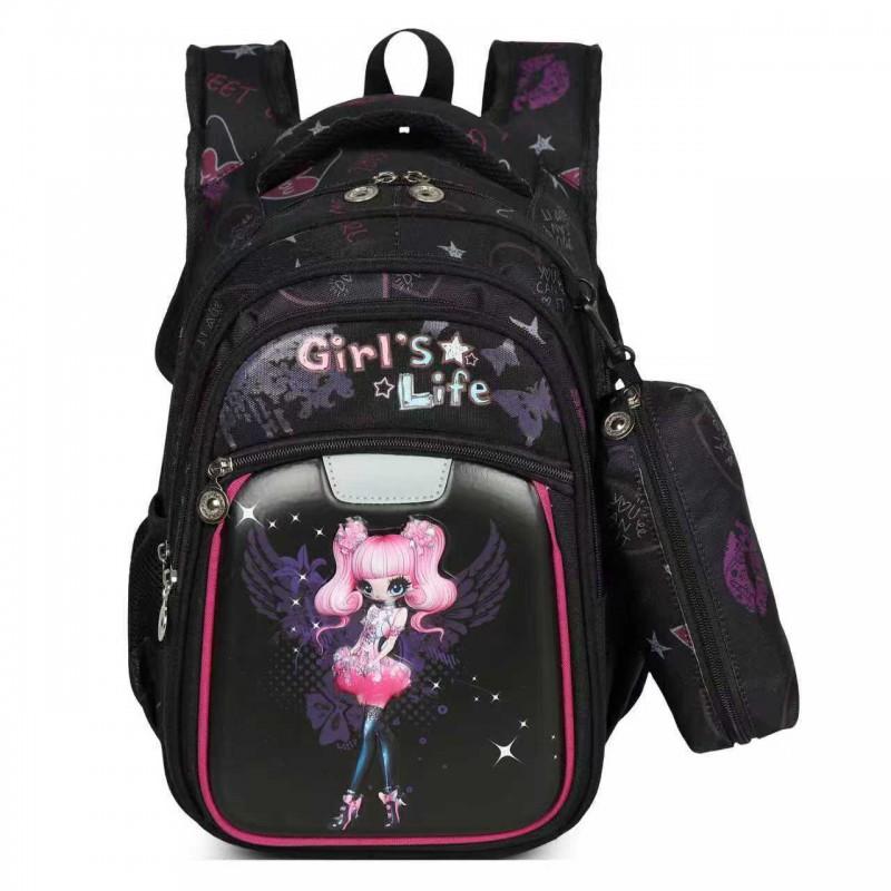 Kids School Backpack Set Grades 3-6 3D Hard Shell Lightweight Oxford Fabric With Reflective Safety Stripes