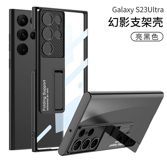 

Противоударный чехол Ebesfous с покрытием для Samsung Galaxy S23 Ultra, защита объектива, скрытый кронштейн, прозрачные чехлы для Galaxy S23 Plus, новинка For Galaxy S23 Ultra чёрный