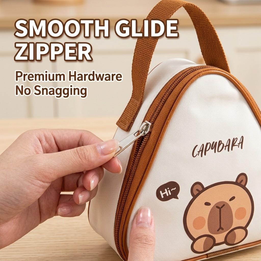 Capybara Bear Thermal Lunch Bag Mini Insulated Bento Box Snack Food Cooler Container Kids School Women Kawaii Triangle Handle