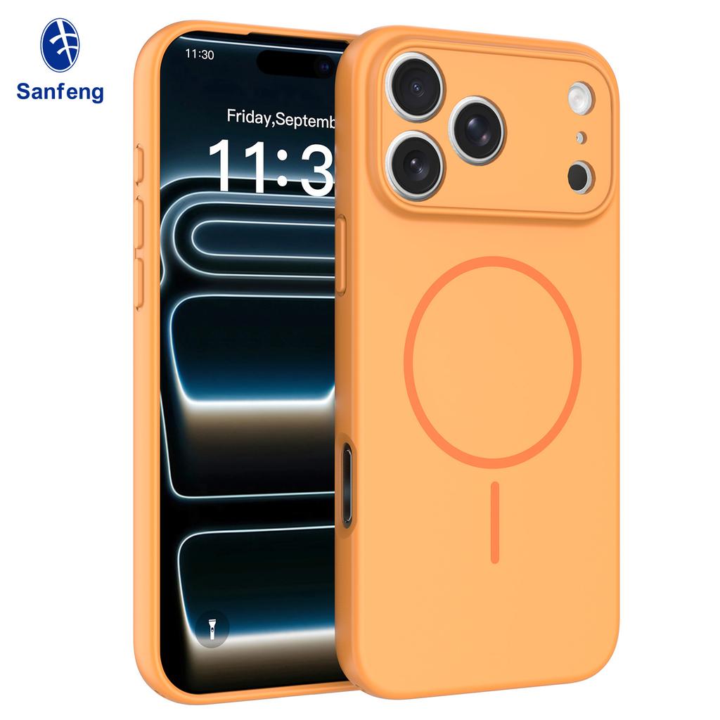 Applicable iPhone17 promax magnetic mobile phone case with lanyard hole anti-drop 16E Apple 15 matte protective case
