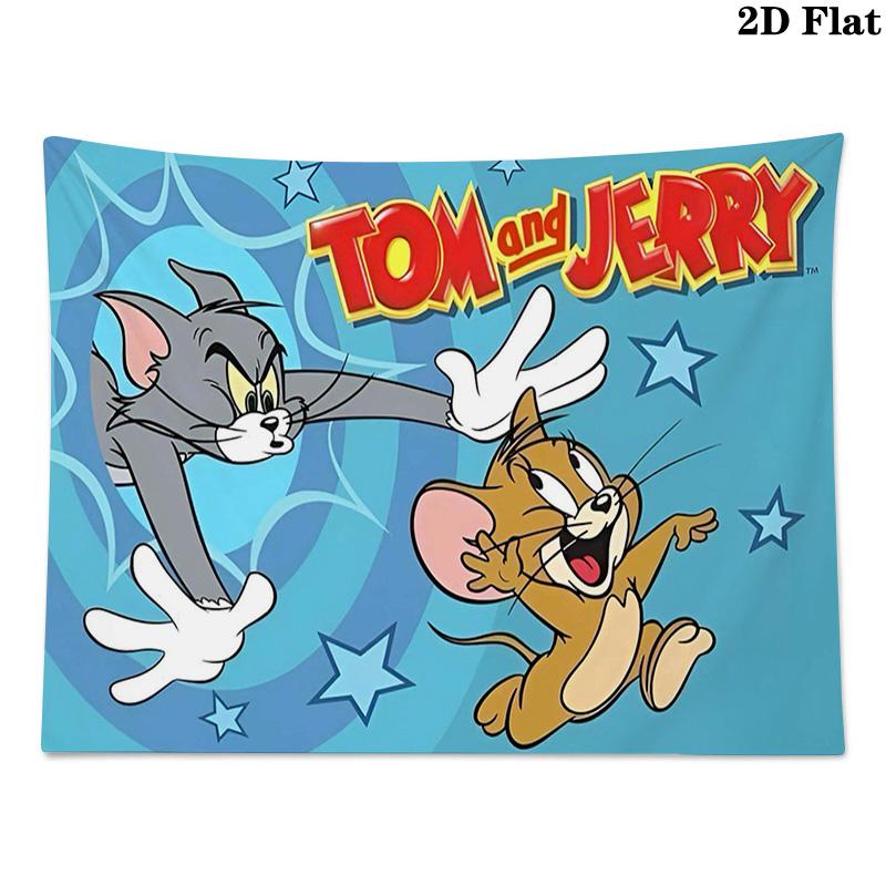 Mouse Cat Cartoon Wall Tapestry Aesthetic Wall Hanging Printed Fabric Blanket Decorative Tapestries for Bedroom Living Room Home Decor