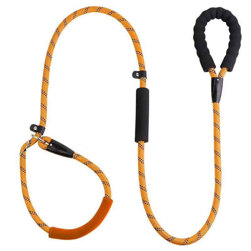 Dog integrated leash Multi-colored reflective round rope Dog chain Double handle Dog pull belt