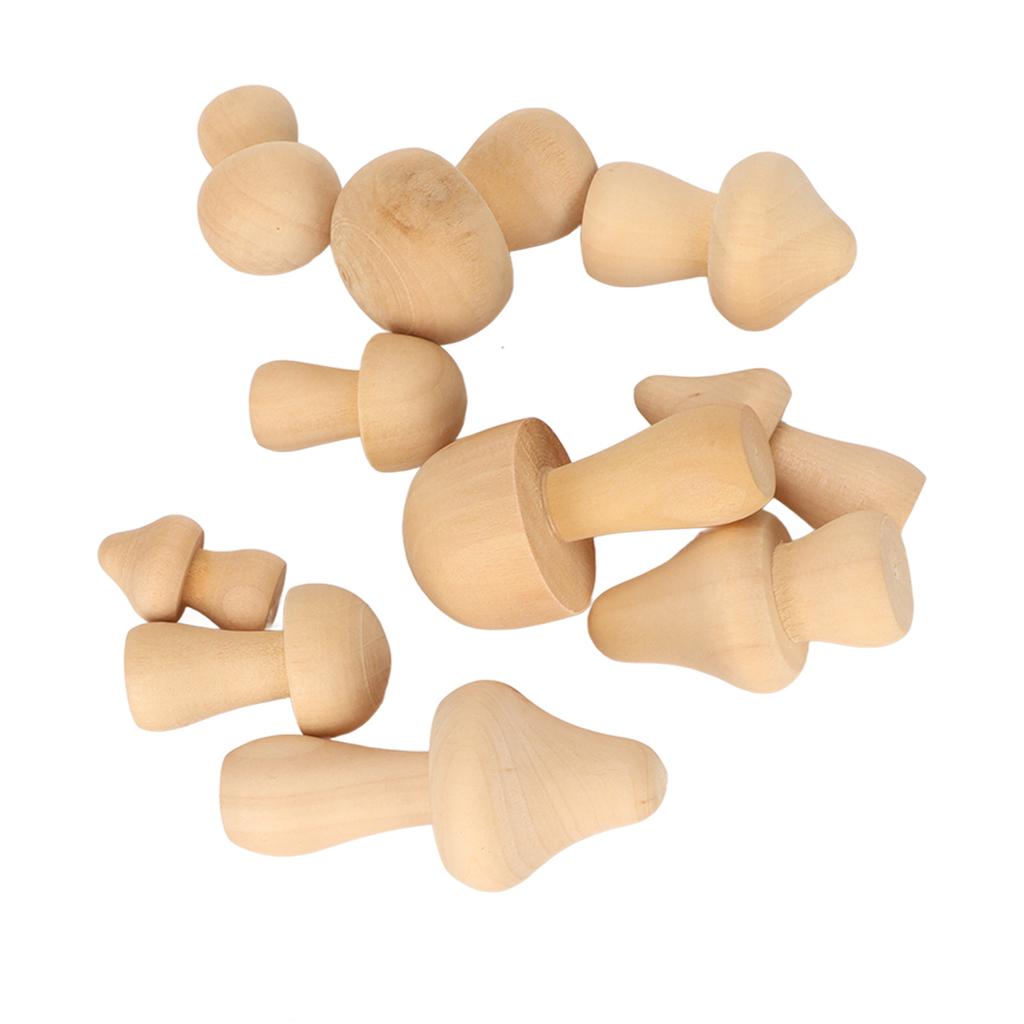 Mushroom Crafts Unfinished Various Shapes DIY Painting Ornament Wooden Mushroom Arts for Children Adult