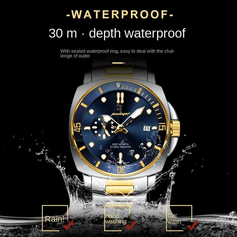 Zegarek Męski Najwyższej Marki Nowy Moda Biznes Pasek Stalowy Wodoodporny Luminous Zegarek Kwarcowy