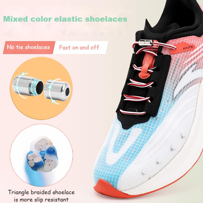 Colourful No Tie Shoe laces Round Shoelaces for Sneakers Elastic Laces without ties Kids Adult Quick Shoe lace Rubber Bands