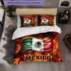 Mexico Footbal Pattern 3 Pieces Bedding Set Soft Microfiber Duvet Cover with Pillow Cases for Bedroom