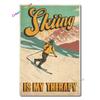 Eat Sleep Ski Metal Sign Skiing Tin Sign Wall Decor for Sport Cabin Lodge Mountain Skiing Decor Perfect Decorative Sign 8x12inch