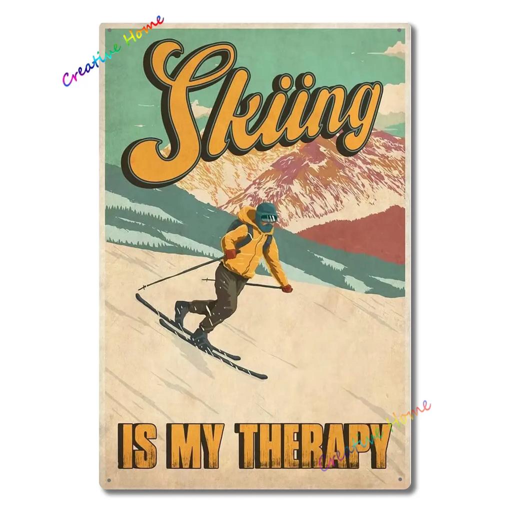 Essen Schlafen Skifahren Metallschild Skifahren Blechschild Wanddeko für Sport Hütte Lodge Berg Skifahren Deko Perfektes Dekoschild 8x12inch
