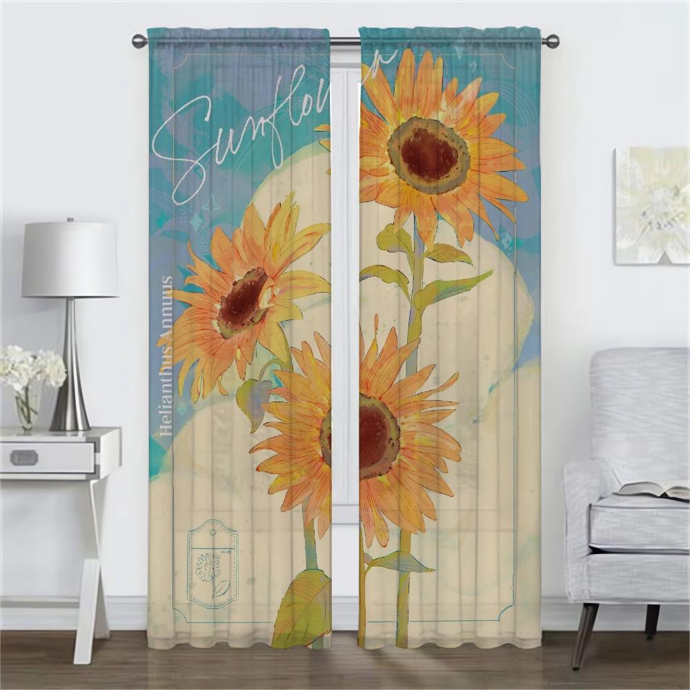 Halloween Decoration Flower Blackout Curtains 2 Pieces Curtains for Living Room Curtain Shades Partition Tulle for Bedroom Child