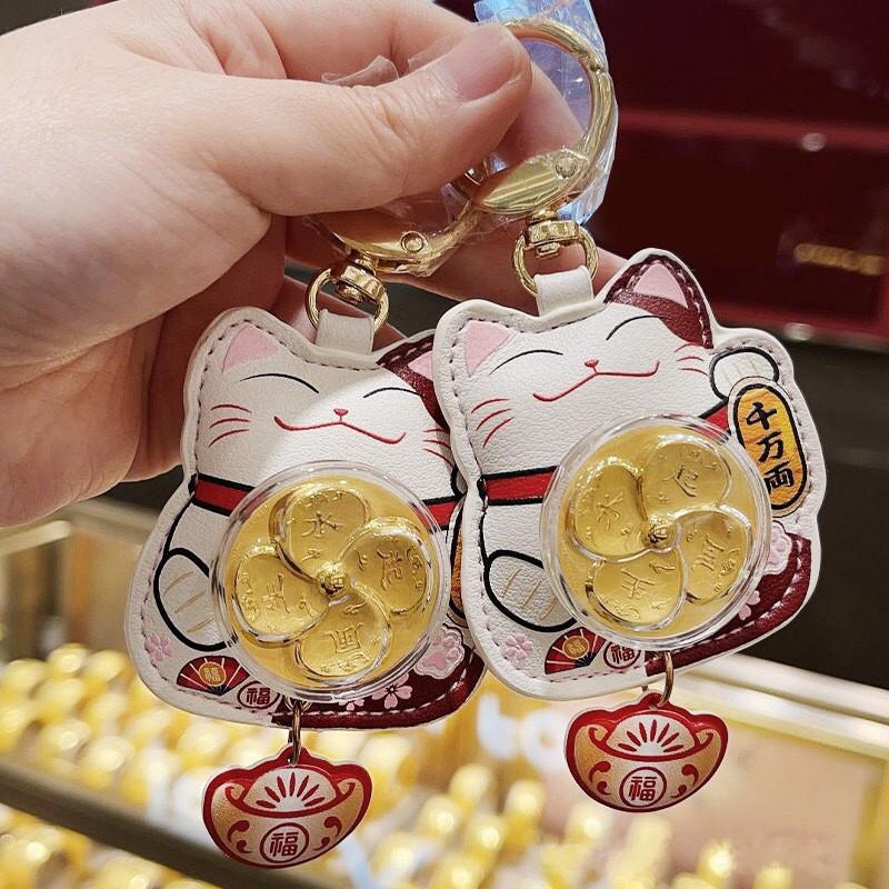 Maneki Neko Car Keychain Lucky Cat Car Backpack Keyring Best Friend Charms Pendant Couple Gift Keychain