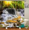 Forest Landscape Bathroom Curtain 3D Natural Scenery Waterfall Printing Shower Curtains Waterproof Polyester Home Decoration