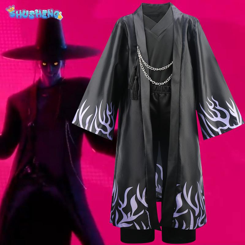 Kpop Lovci démonů Cosplay Kostým Film Saja Chlapecké Oblečení Potisk Plášť Topy Kalhoty Set Jevištní Převlek Dětský Párty Kostým