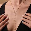 Nivora Gorgeous Luck Clover Zircon Long Chain Stainless Steel Necklaces for Women Metal Female Collar Wedding Banquet Jewelry