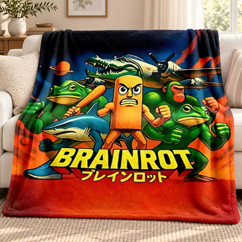Brainrot blanket Flannel Blanket Soft Cozy Plush Throw for Sofa Bed Lightweight Home Decoration Outdoor camping