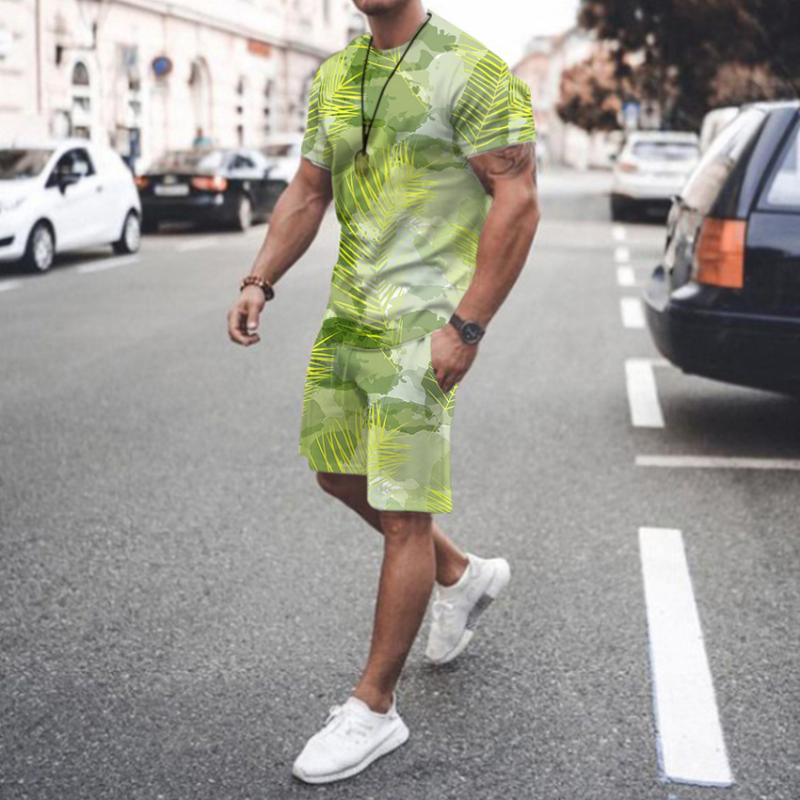 2024 Hawaii T-shirt and Shorts Men's and Youth Two-piece Set Summer New Vacation Set Fashionable Street 3D Printing Set
