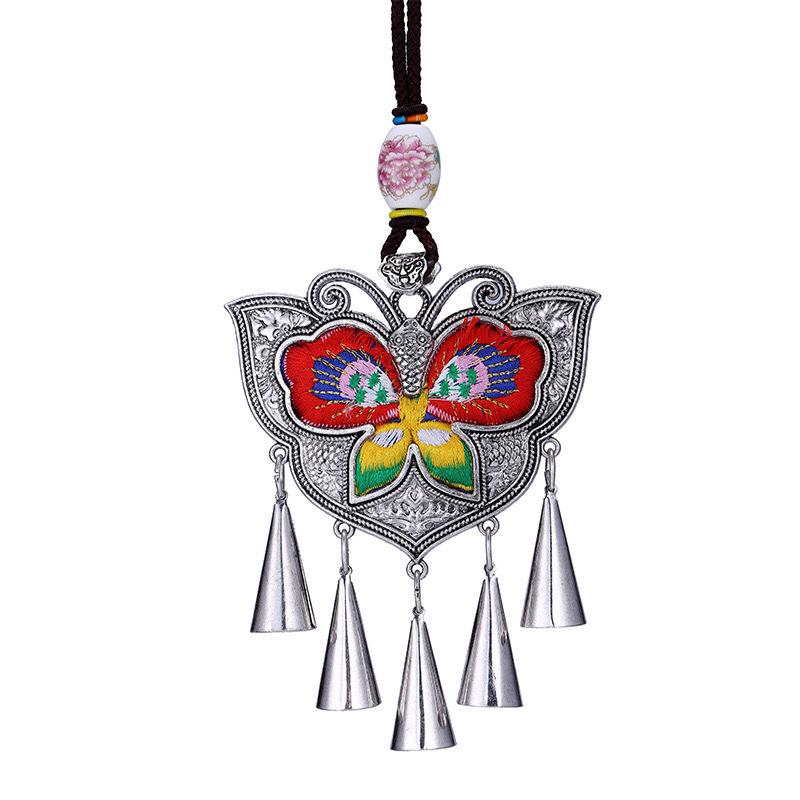 Retro Long Fashion Classical Embroidery Fringed Necklace Temperament Wind Chimes Pendant Miao Sweater Chain Accessories