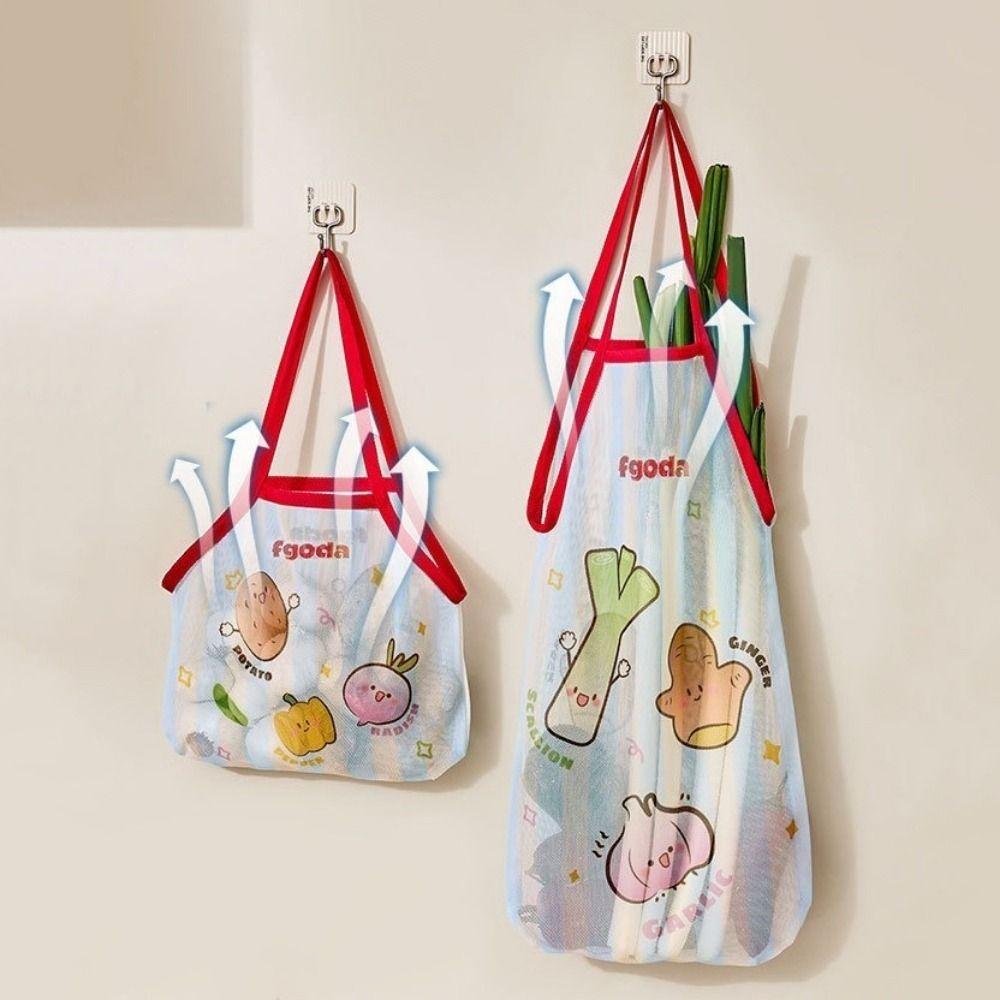 Breathable Kitchen Hanging Bag Cartoon Storage Mesh Bag Fruit Vegetable Storage Bag  for Kitchen