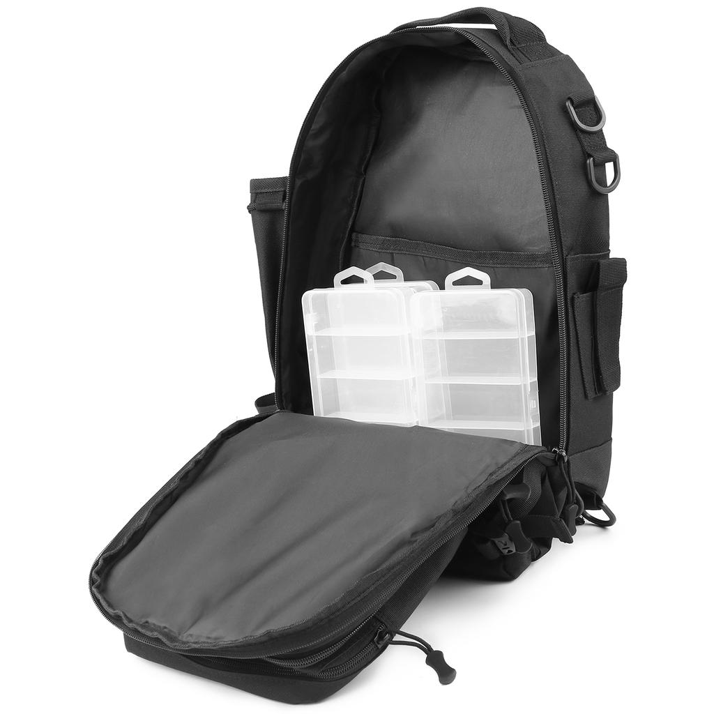 Fishing Tackle Backpack with 4 Trays Storage Bag Outdoor Shoulder Backpack Water-Resistant Fishing Gear Bags with 4 Tackle Box Fishing Gear Bag