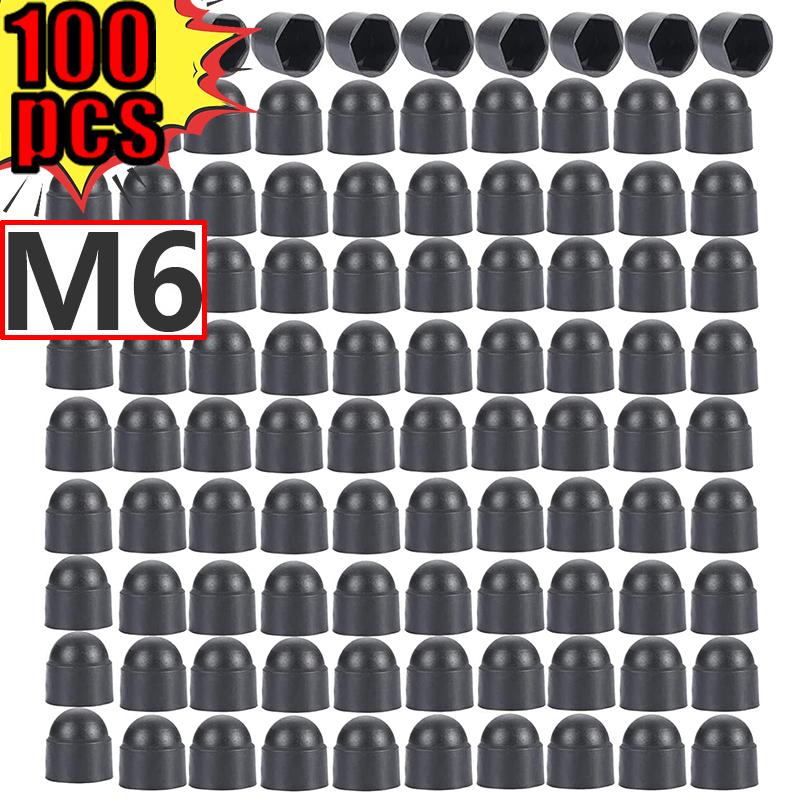 100pcs Screw Protection Cap Cover Bolt Nuts M6 M8 M10 M12 Exposed Hexagon Plastic Front Rear Door Deco for Car Motorcycle