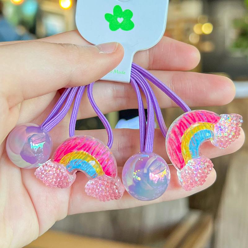 2 Stück/Set Kinder Cartoon Hase Elastische Haargummis Glitzer Blume Haargummi für Mädchen Niedliches Haarband Kinder Haaraccessoire