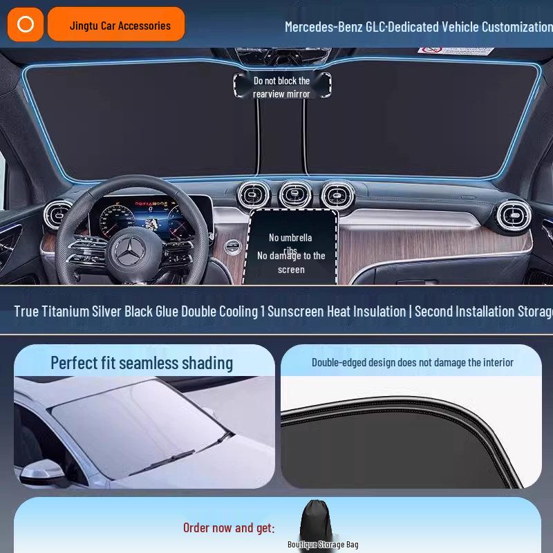 Mercedes Sunshade for GLC, C260L, E300L, GLB C-Class - Windshield Heat Insulation Curtain