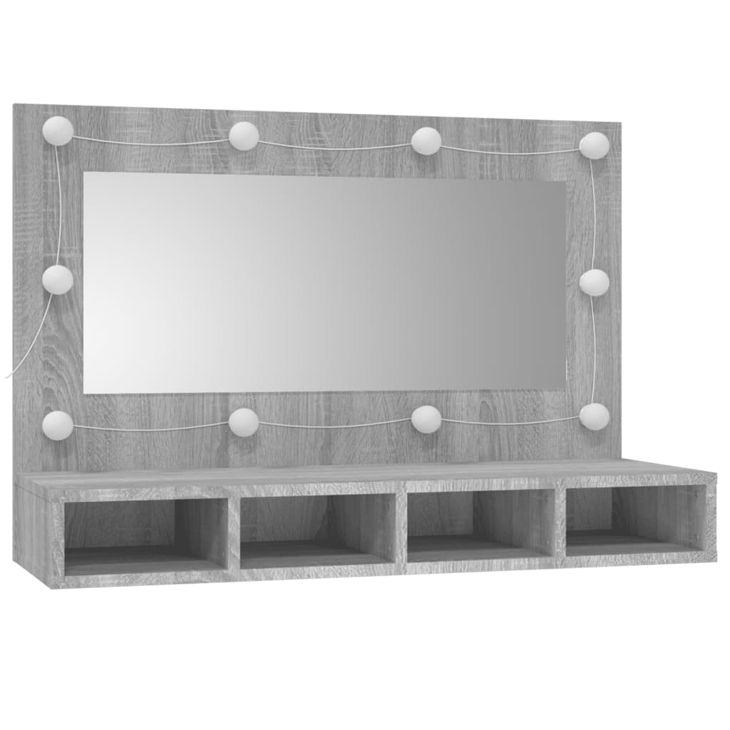 Spiegelschrank mit LED, wandhängender Make-up-Spiegel, 90x31,5x62 cm