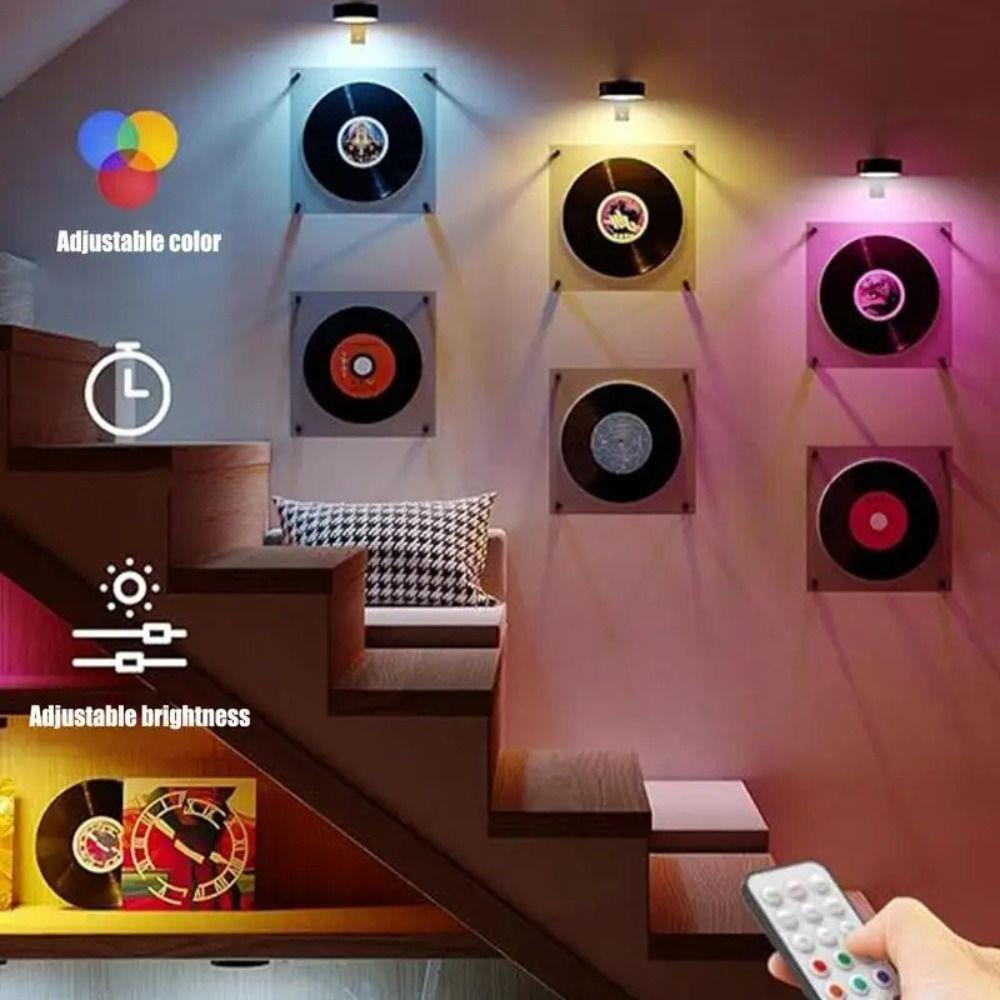 1/2/3Pcs No-Drill Magnetic LED Light Wall Mounted Art Display Light  Night Light