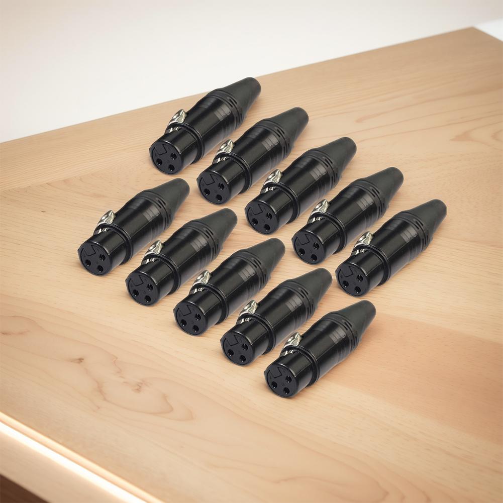 50-10pcs XLR 3Pin Female DIY Audio Cable Microphone Connector Full Copper Plated Solder Plug for MIC Adapter Accessories