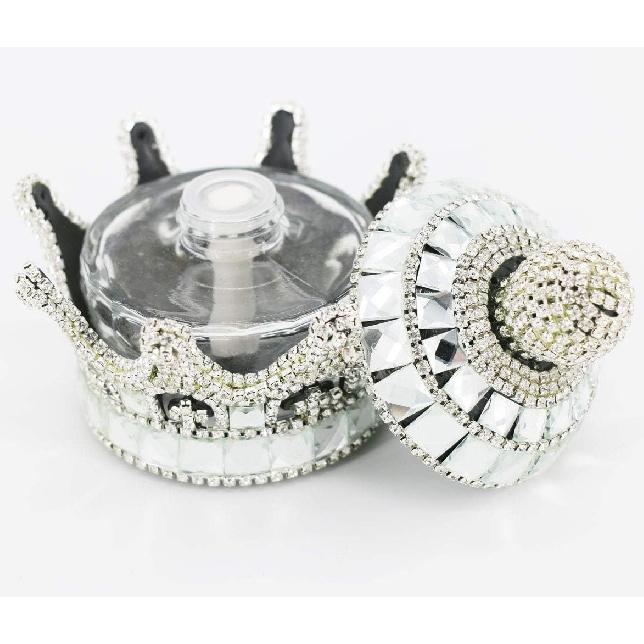 Crystal Crown Car Fragrance Diffuser,Perfume Bottle Holder Ornament Interior Decoration Car Home Office Air Freshener Perfume Diffuser Decor (Silver)