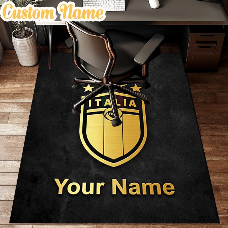Custom Name Italian Crest Rug Office Rug Chair Mat Non Slip Carpet Rugs for Bedrooms Dining Room Living Room Home Decor gifts
