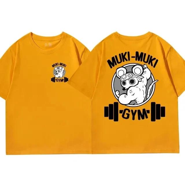 Anime Demon Killer Uzui Printed T-shirt for Men and Women Fun Ninja Mouse Muki Muki Fitness T-shirt Muscle Mouse T-shirt