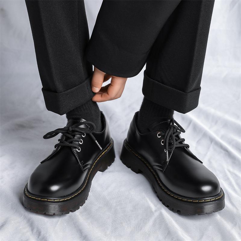3186 Men's Shoes New Spring Black Casual Leather Shoes Men's Business Dress Low-top Tooling Shoes