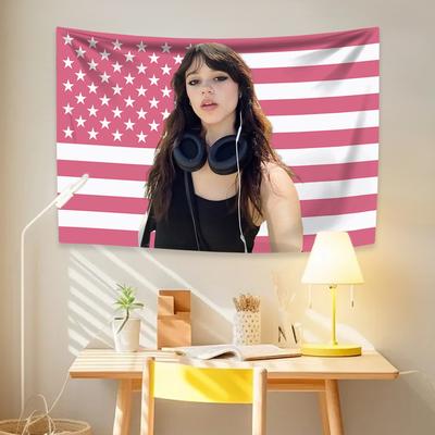 Jenna Ortega Tapiz Actor Famoso Estampados Bandera Americana Decoración del Hogar Estética Colgante de Pared Dormitorio Fondo Dormitorio Regalo para Fans