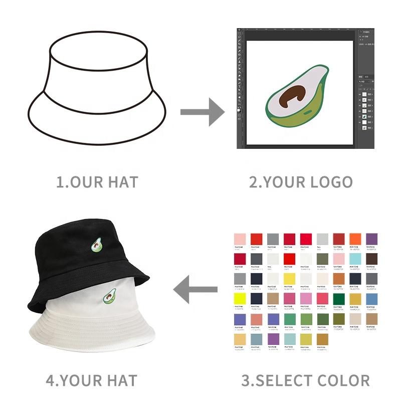 MOTE-ZA203 Hat Bulk Logo Reversible Bucket Hats Custom Summer Black Bucket Hat Reversible Embroidery Printing