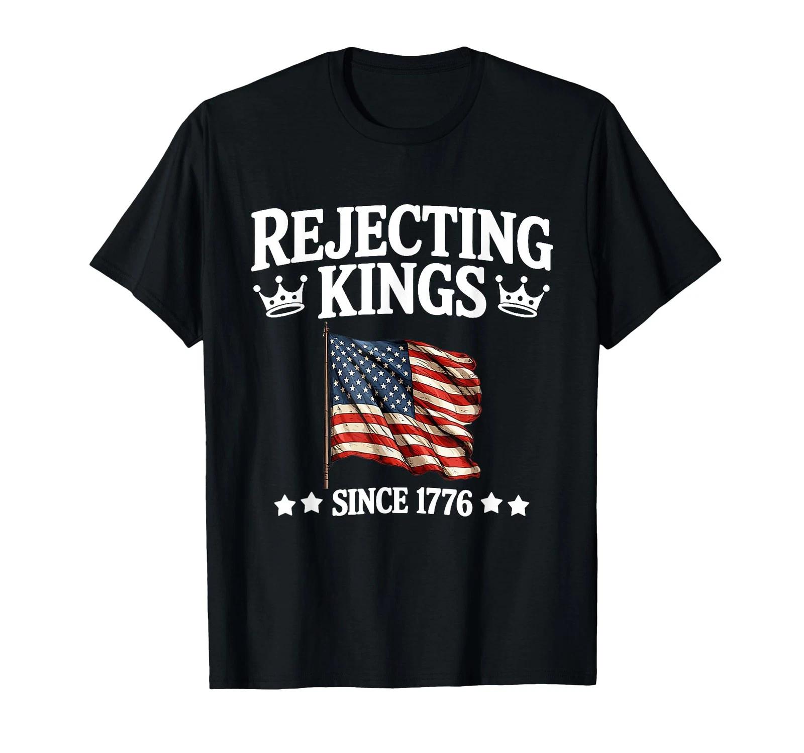Rejecting Kings Since 1776 American Vintage Flag 4th of July T-Shirt S