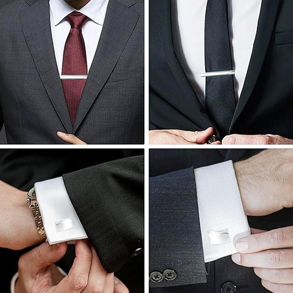 Doyime Tie Clip Cufflink Set Everyday Entrance Day Gift & - Elegant, Formal, Brass, Popular, High-Quality, Simple, Stylish, Men's, Wedding, Work,
