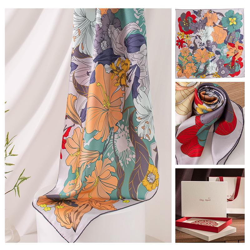 Summer new mulberry silk silk scarf women's outer scarf shawl square scarf versatile cross-border