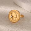 Zirkonia Runde Portraitringe Für Frauen Goldfarbe Edelstahl Damen Portrait Öffnungsring Party Weihnachten Hochzeit Schmuck