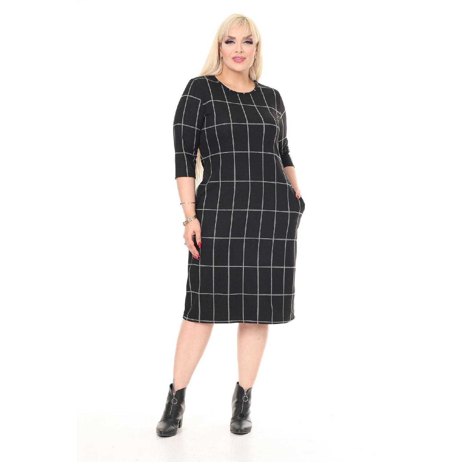 

Double Pocket Winter Plus Size Flexible Patterned Dress 7d-2616 44-46