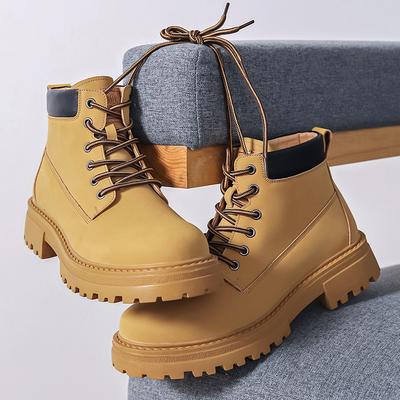 Bottes Martin 2025 automne et hiver tendance pour hommes décontractées style britannique bottes rhubarbe velours thermique bottes de chantier 2025
