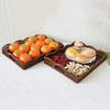 Large Capacity Food Serving Tray Rectangular Woven Decorative Platter Woven Storage Tray  Household