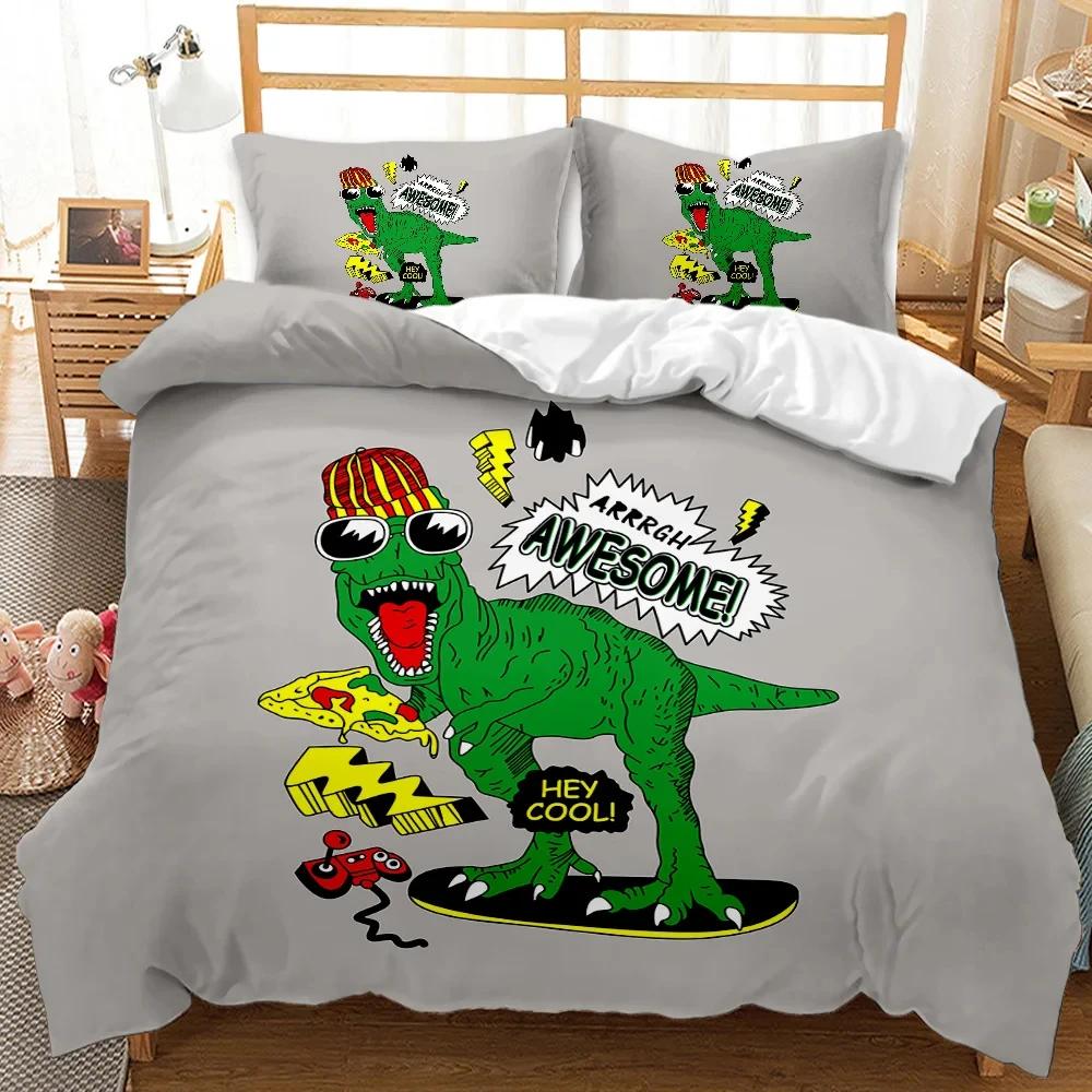 

Dinosaur Duvet Covers Pillowcases Set Polyester Lovely Pattern 3D Cartoon Quilt Cover Custom Bedding Set Queen Size EU single(135x200cm)