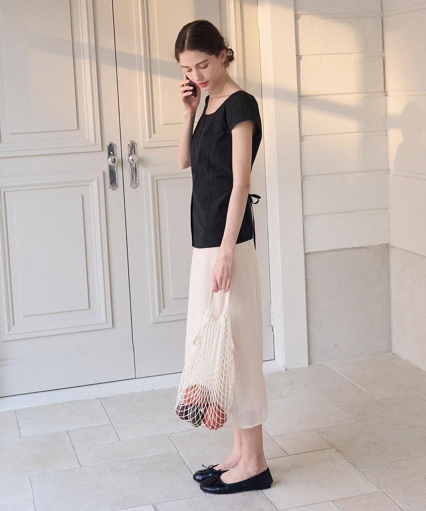 Deuloupisumeon Ballong Cap Sleeve Boat Neck Blouse [White]