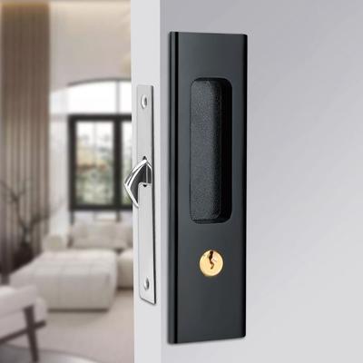 New Sliding Door Lock Zinc Alloy Hidde Handle Lock Anti-theft Sliding Door Pull Lock Hidde Interior Door Furniture Hardware