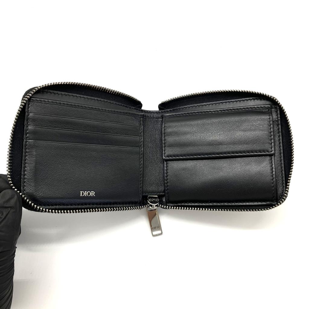 Used DiorBifold Wallet black/Navy Cotton/fabric Unisex