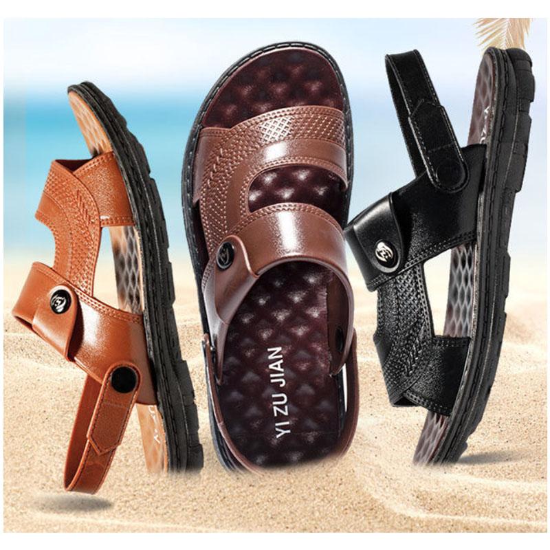Σανδάλια για ανδρικά καλοκαιρινά στην παραλία αναψυχής, αναπνεύσιμα, μαλακά, αντιολισθητικά, αδιάβροχα και ανθεκτικά στη φθορά Σανδάλια και παντόφλες διπλής χρήσης με χοντρή σόλα