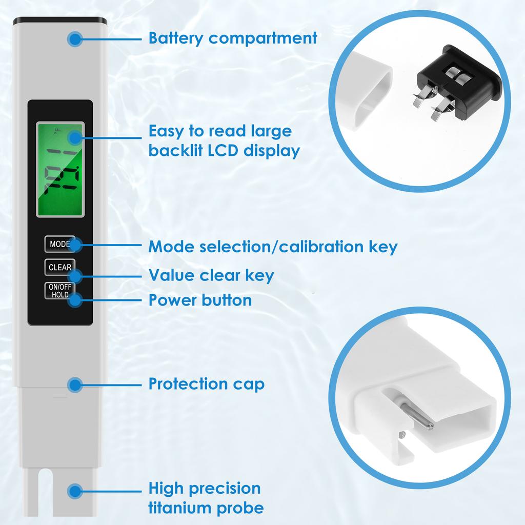 1/2 Pcs Accurate Water Quality Tester Fast and Easy TDS Water Meter Multipurpose Digital Water Test Meter for Drinking Aquarium